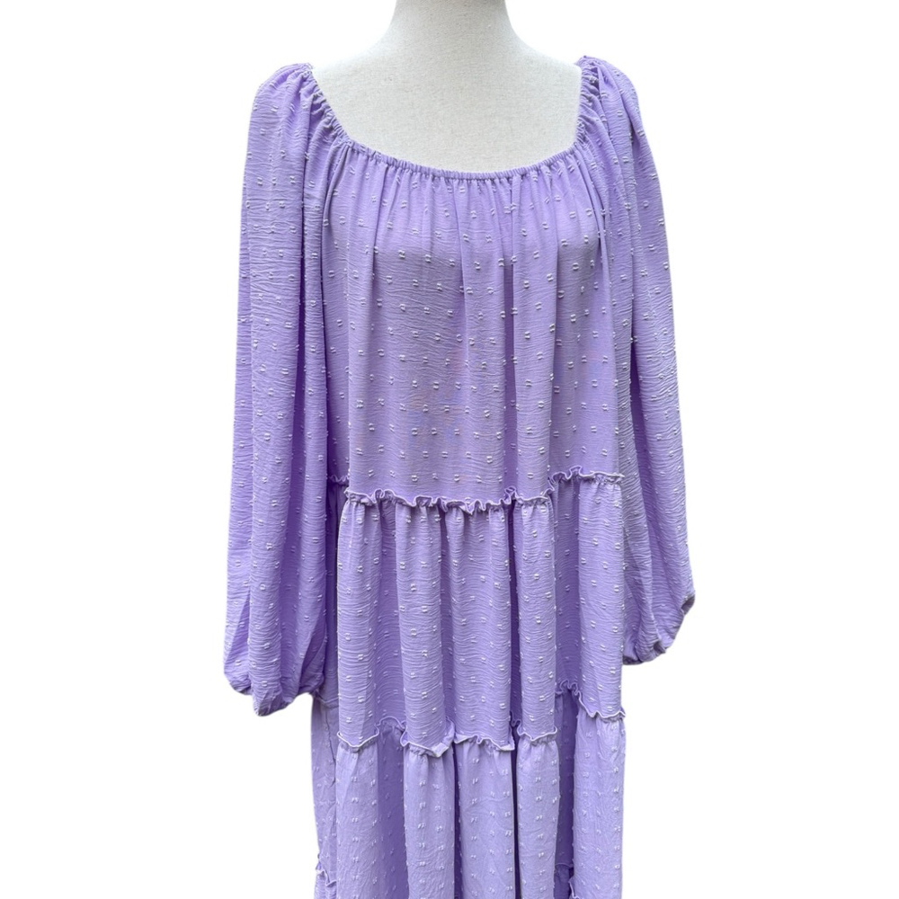NWT Zoco Lavender Daymaker Dress Boho Maxi Cottagecore Feminine Flowy Chic Tiers - Picture 4 of 15